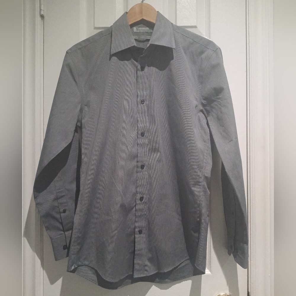Hudson Room Egyptian Cotton Charcoal Gray Dress Shirt for Men